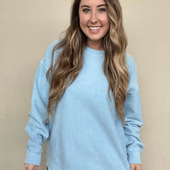 Rounded Bottom Cozy Cord Crew Sweater