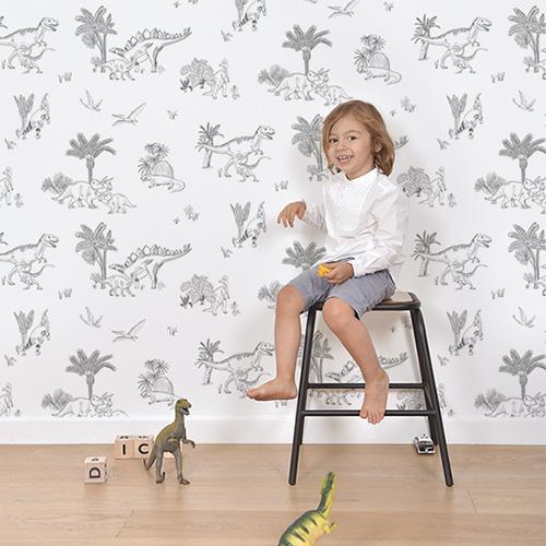 Pijl Literaire kunsten extase Lilipinso behangpapier - Dinosaurus - 50cm x 10m | Lollipop Rebels