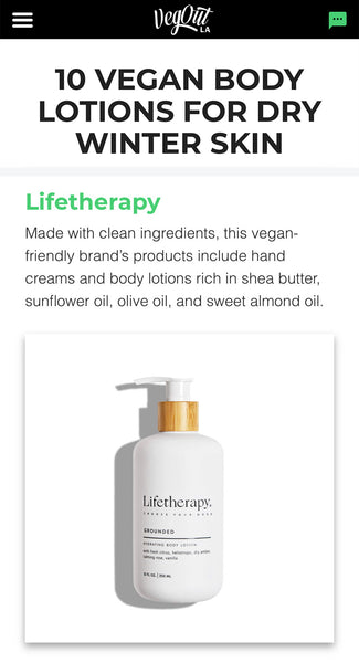 Lifetherapy featured in VegOut Magazine