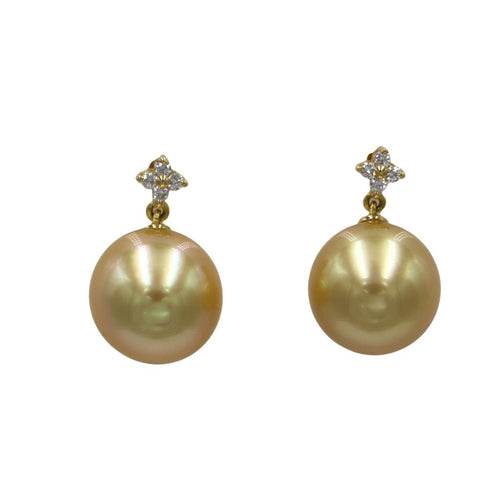 Mikimoto Golden South Sea Pearl Earrings Studs in 18k Gold