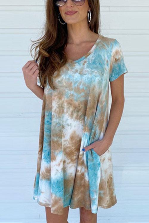 Macidress Pockets Tie Dye Casual Mini 