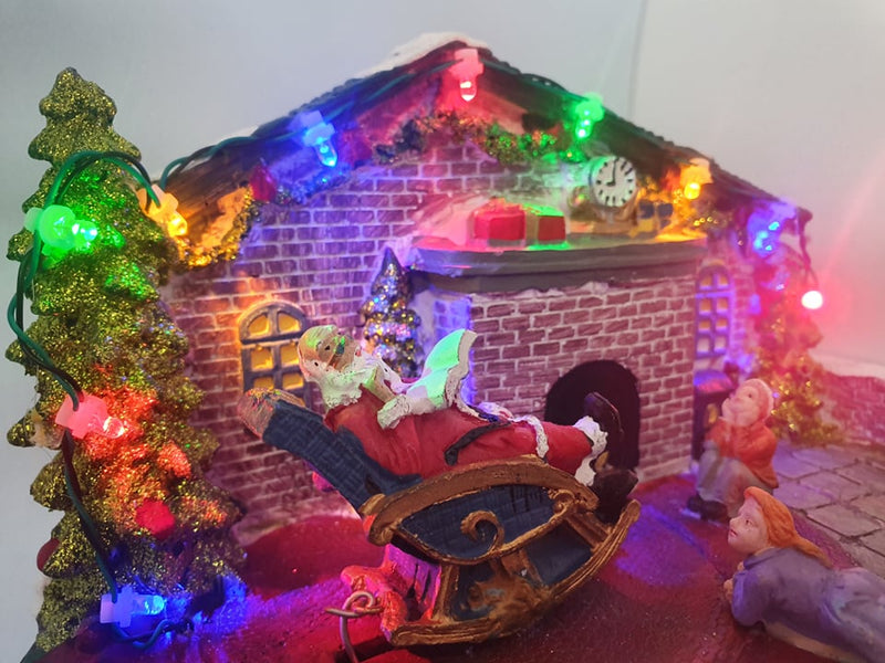 Christmas Musical Animated Santa's house with lights
