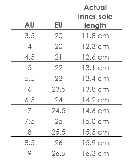 euro shoe size to aus