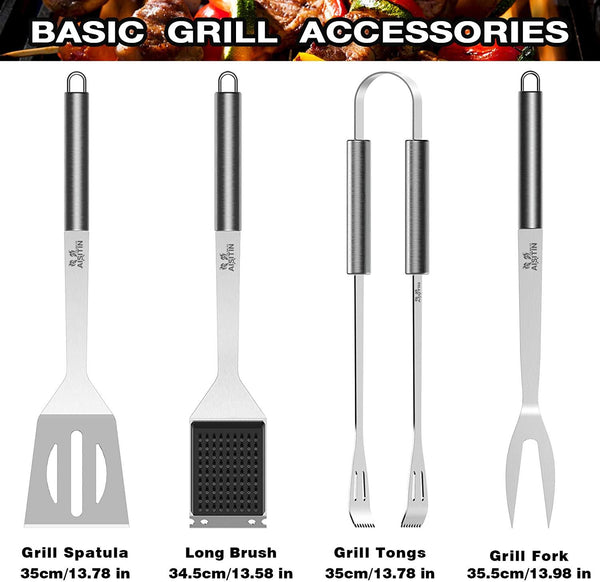 SJLERST 10pcs Kit Barbecue Set Accessoires de Grill en Acier