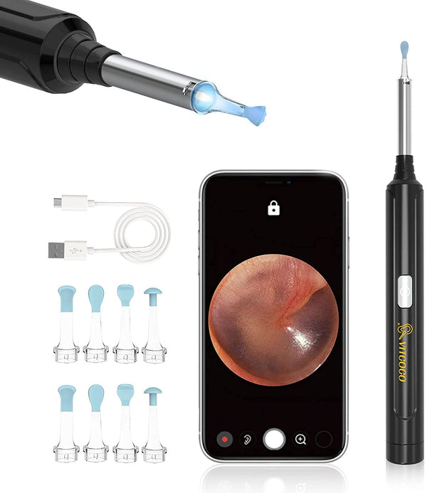 Digital Otoscope WiFi Earpick Camera Visual Endoscope, Ear Scope with 19  Ear Cleaner Tools for iOS, Android - 100E