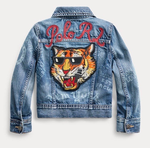 polo denim jacket with patches