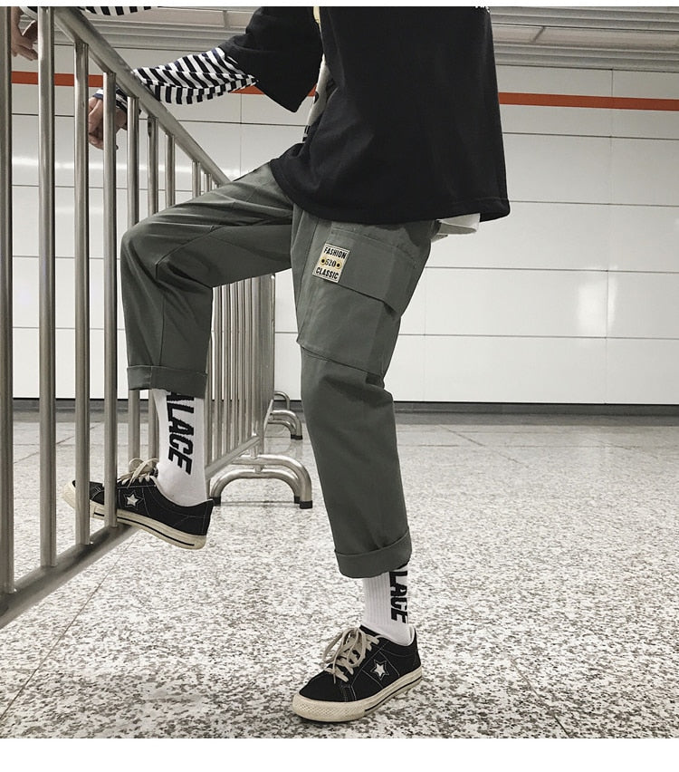 Khaki Straight Pants Cotton Cargo Pants