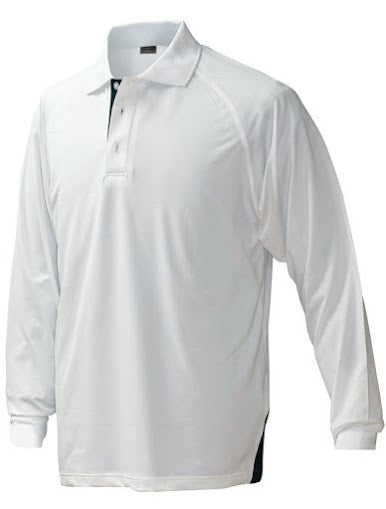 white polo long sleeve shirt