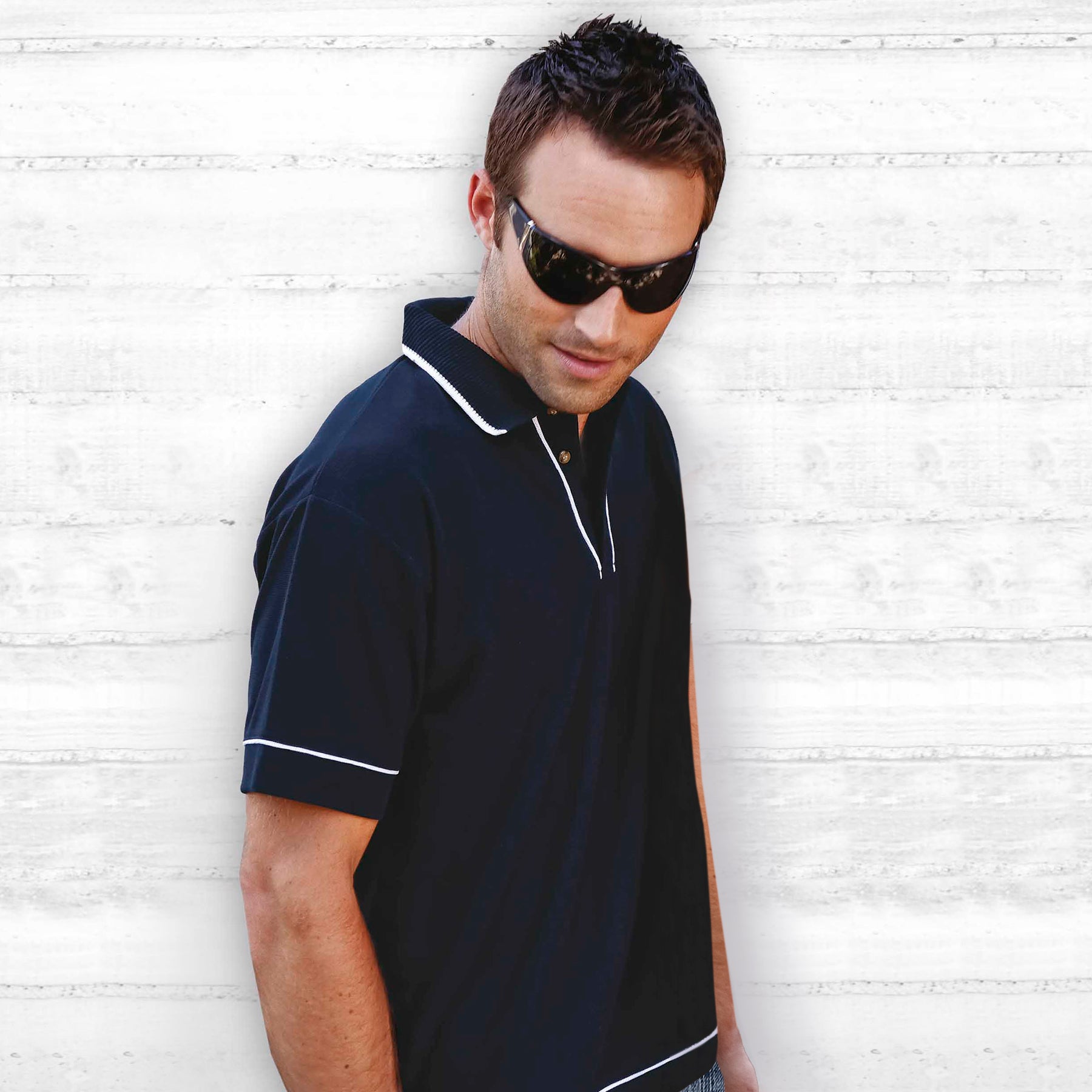 mens polo waffle shirt