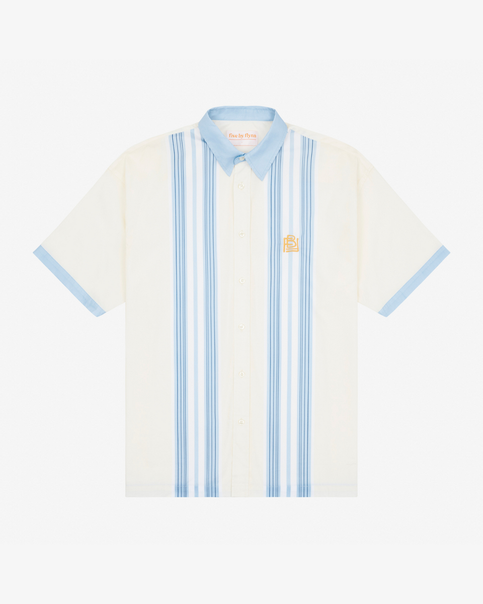 SS Cotton Shirt - White/Blue