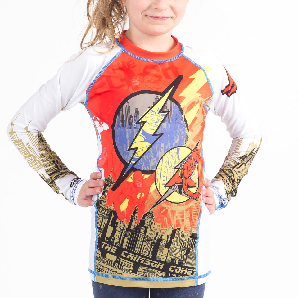 Fusion Fight Gear The Flash Crimson Comet Kids BJJ Rash Guard - Long Sleeve