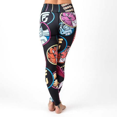 Black stretch leggings with the Joker & Harley Quinn design