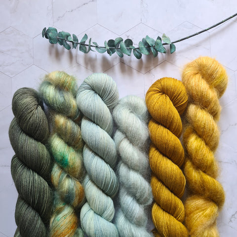 A range of handdyed yarns