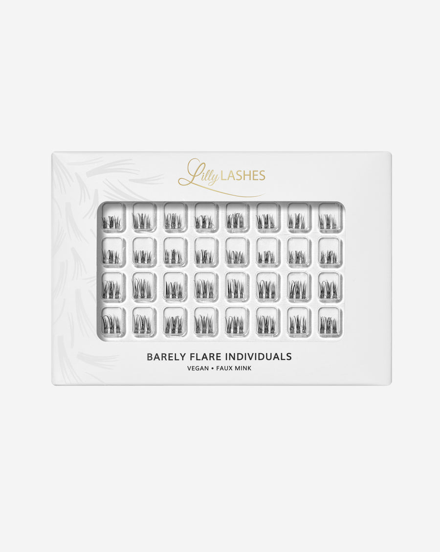 Lilly Lashes Individual Flares! Our Full Blown Flare up individuals can be  used to create a beautiful, fluttery look! Each cluster is placed on an  invisible clear band for a completely seamless