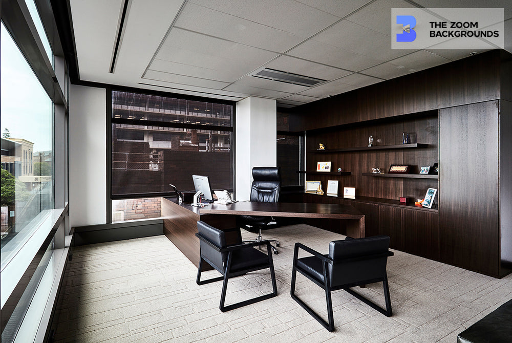 Luxury Corner Office Interior Zoom Background – 