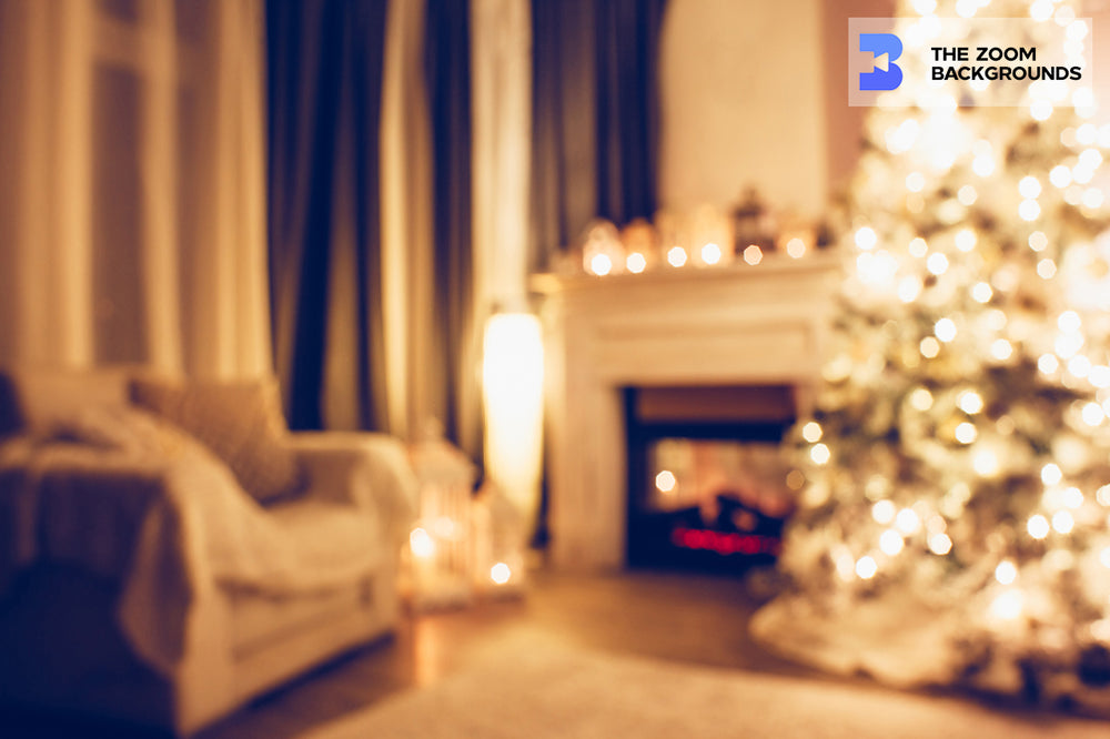 Hình ảnh phòng ấm cúng với lò sưởi và cây thông Noel trang trí đẹp đẽ cho Zoom sẽ khiến bạn cảm thấy như một chuyến du lịch tới một ngôi nhà bình yên trên đỉnh núi. Thăm quan ngay để tìm kiếm niềm vui và sự ấm áp của mùa Giáng sinh.