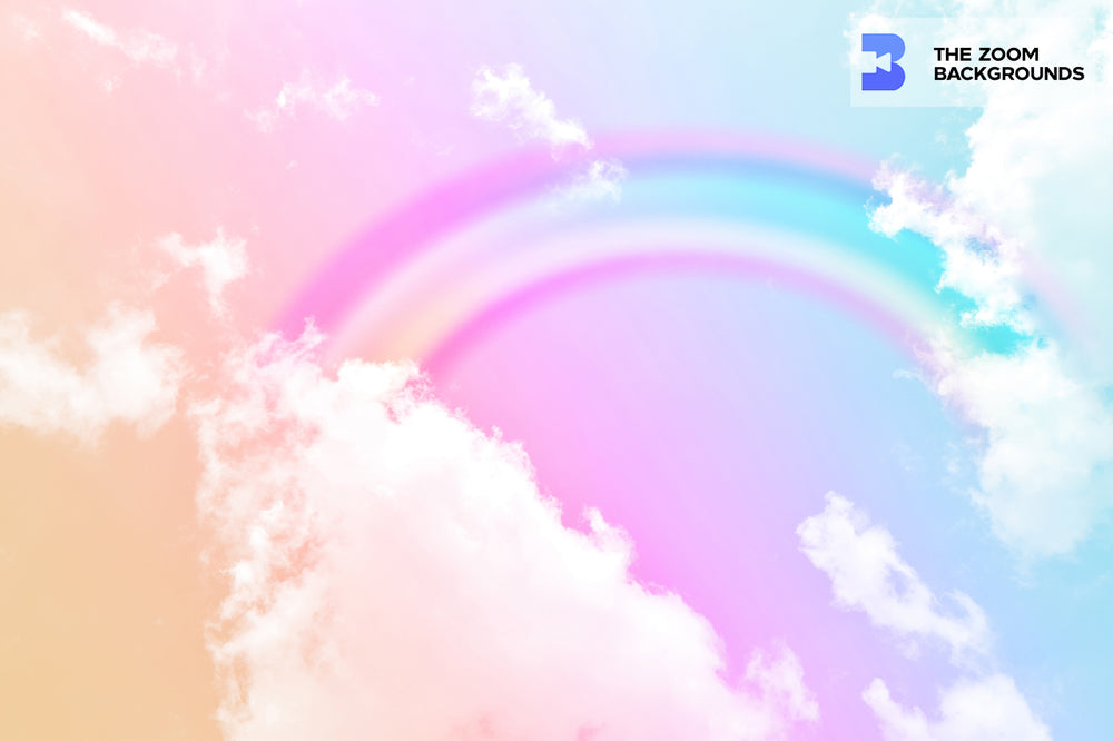 World Rainbow with Pastel Backdrop Fantasy Party Zoom Background