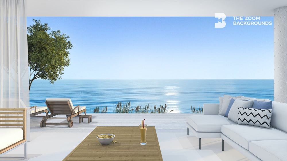Ocean View Beach House Background for Zoom – 
