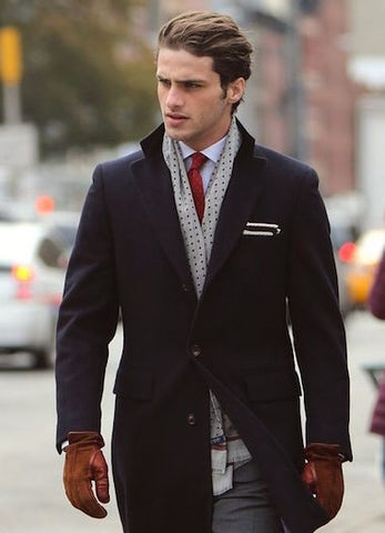 how to wear hermes scarf with a suit