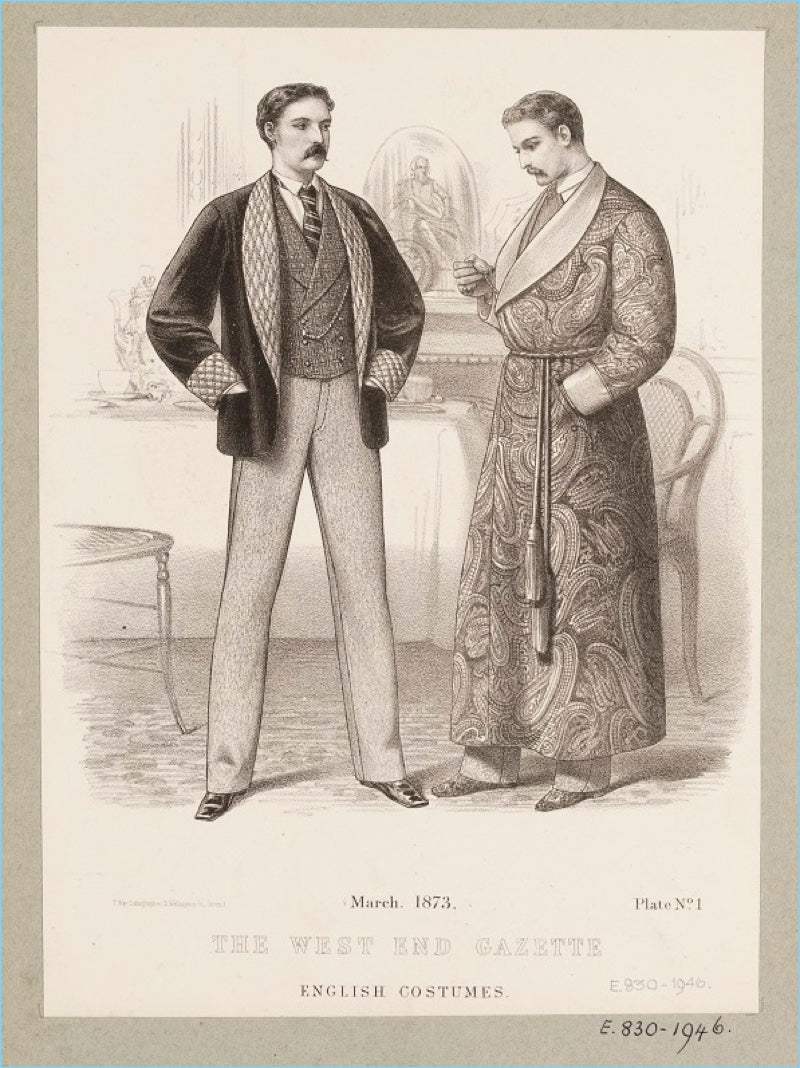 An illustration of 1800s smoking jackets