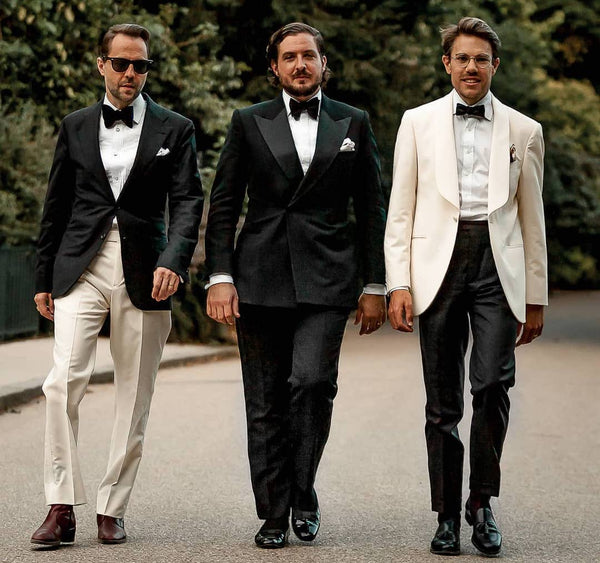 Black tie - black jacket with white trousers