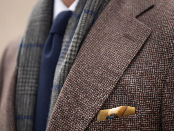 Brown Superfine Hopsack Jacket Lapel detail