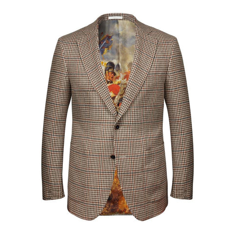 brown checked suit jacket