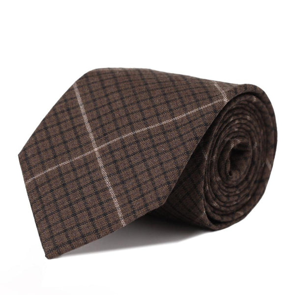 Brown Gunclub Check Merino Wool Tie