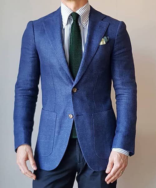 Royal Blue Jacket with a pocket square