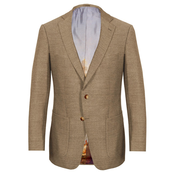 Cappuccino Herringbone Merino Wool Jacket