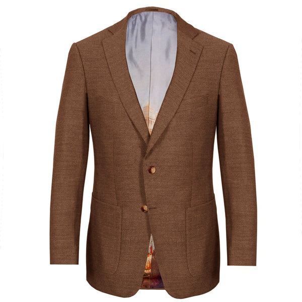 Tobacco Herringbone Merino Wool Jacket