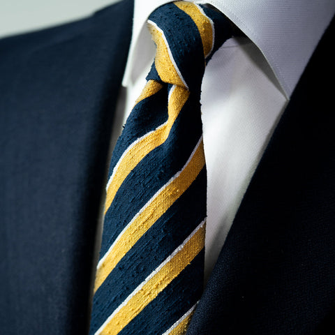 navy yellow silk tie
