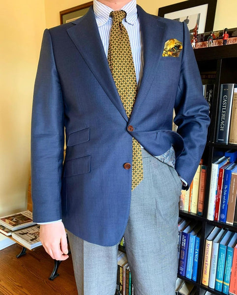 Navy yellow jacket tie