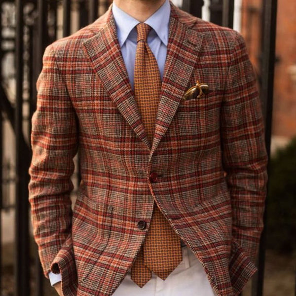 Red jacket, orange pocket square