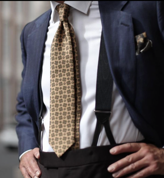 Blue Suit and Print Tie -