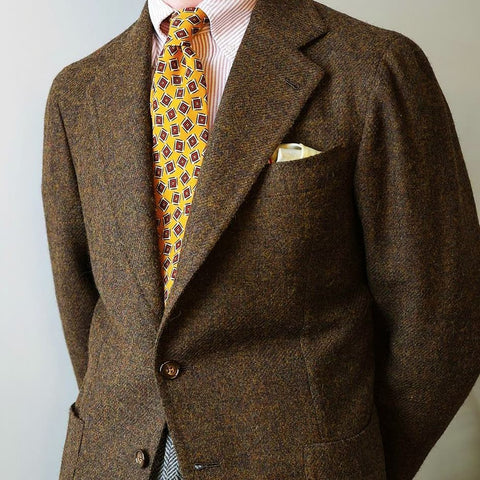 brown textured jacket pattern tie