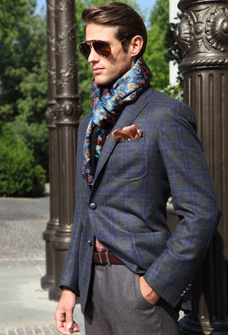 how to wear hermes scarf with a suit