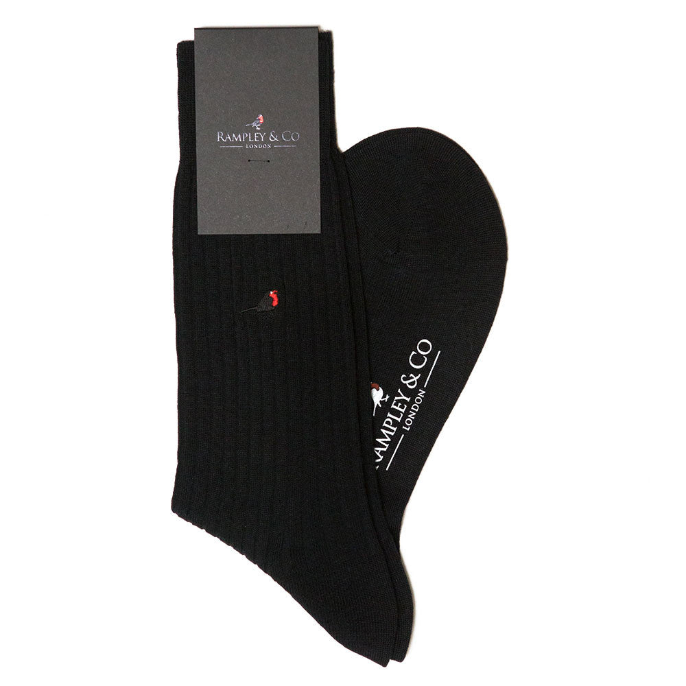 Burleigh - Black Merino Wool Socks | Rampley and Co