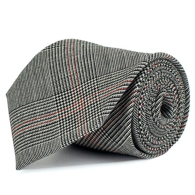 Burgundy and Navy Houndstooth Six-Fold Silk Tie