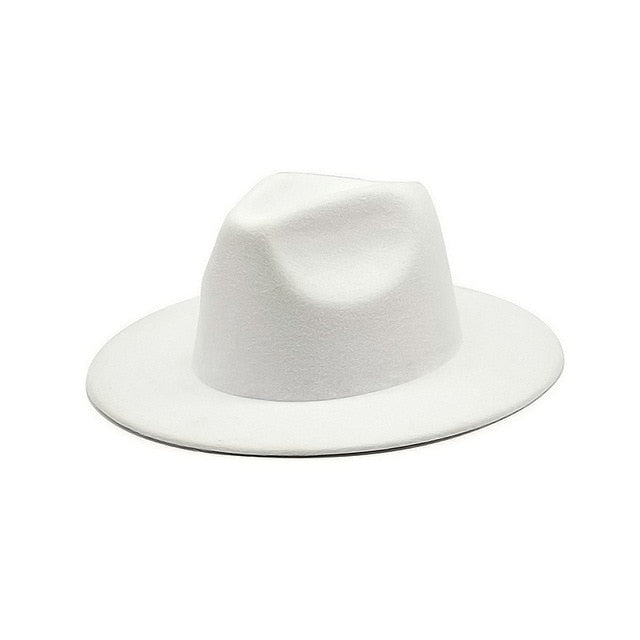 white wool wide brim hat