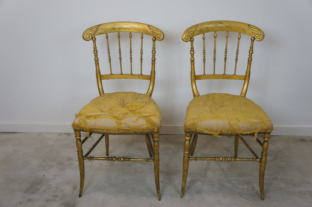 Pair Of Carved Gold Napoleon Iii Bedroom Chairs To