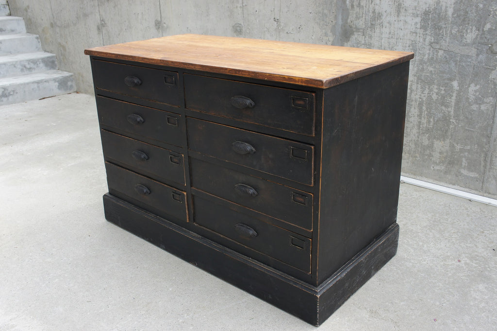 Black Factory Sideboard Chest Of 8 Drawers Vintage French