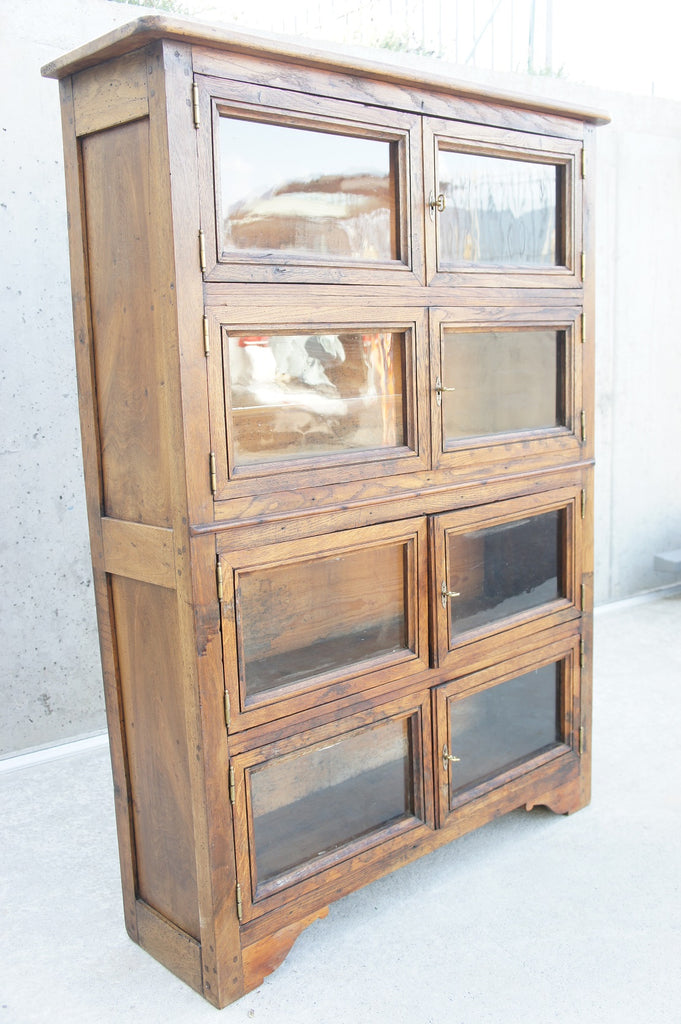 Glass Front And Wood Confiture Cupboard Vintage French