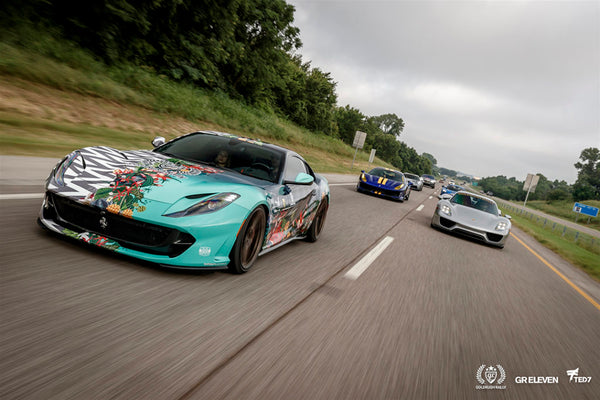 goldRush Rally cars on a highway