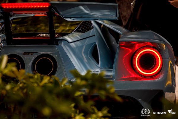 Brake lights of a car participating in goldRush Rally