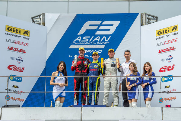 Asia Formula 3 Round 1 winners atop the winners' podium