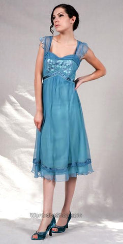 Turquoise variation of the sexiest Empire-style dress