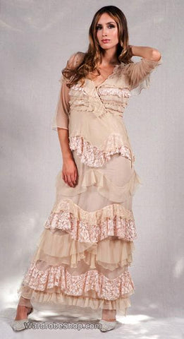 Vintage fashion style dress in beige