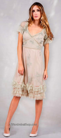 Nataya Jazz-Style Silhouette Sage/Pink Dress