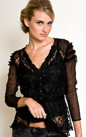 Victorian lace black tops